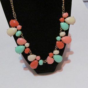Gold tone colorful statement necklace